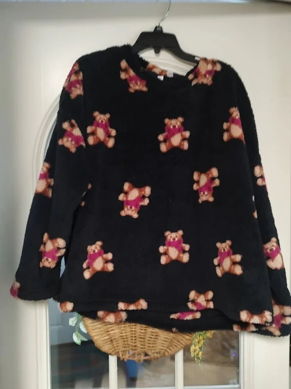 New Joy Spun Black With Teddy Bears Plush Pajama Set Size Women's 2X